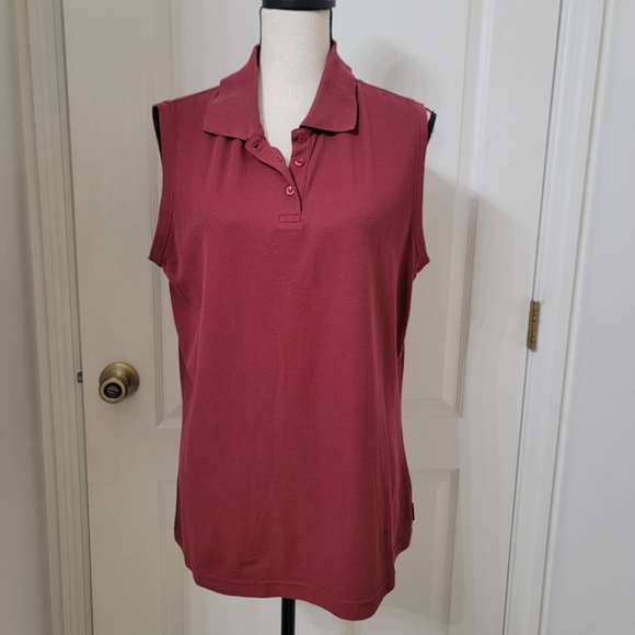 NIke Golf Size XL (16-18) Dri-Fit Burgundy Sleeveless Polo Style Shirt, NEW - Picture 1 of 14